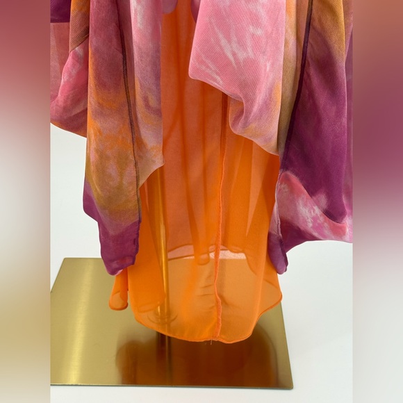 Zara Ombre Halter Maxi Pink Orange Flowing Chiffon Evening Summer Dress SZ XS - Picture 12 of 15